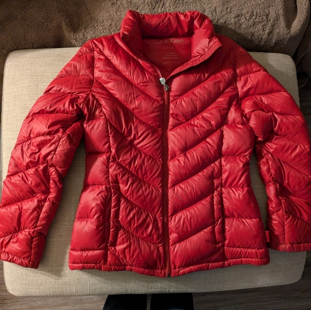 Calvin Klein Womens Red‎ Premium Puffer Jacket sz small